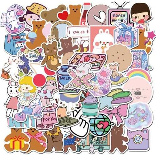 50pcs/SET Cute Girl Theme Sticker Waterproof fit Car Laptop Skateboard Surfboard Luggage Bicycle Kids Toy Home Decor