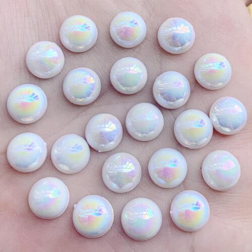 6mm&10mm White Pearl Beads On Rhinestones Flatback Half Round Pearls Crystal AB For Wedding Dress -Y15