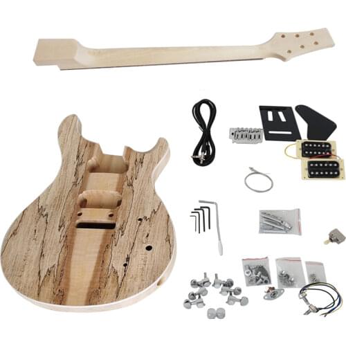 Aiersi Unfinished DIY PRS Electric Guitar Kits Basswood Body Musical Instrument Guitar with All Hardwares
