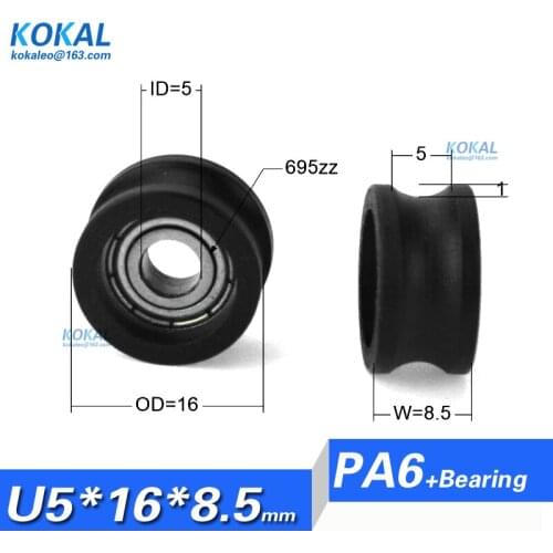 Free shipping 10pcs PA66 roller wheel 5*16*8.5 plastic bearing door window wheel roller