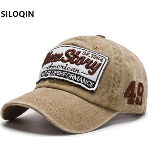 SILOQIN Adjustable Size Men Women Patch Letter Embroidery Baseball Cap Snapback Cap Washed Cotton Casual Sports Caps Couples Hat