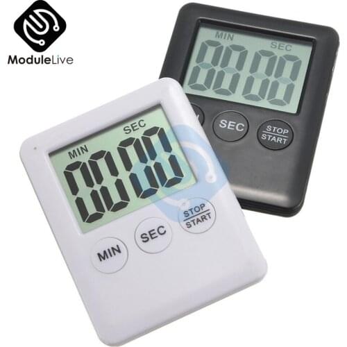 Large LCD Display Digital Kitchen Student Timer Count Down Up Clock Loud Alarm MF White Blcak Four Digits