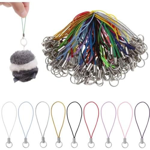 100Pcs Wire Cord Key Ring DIY Craft Toys Pendant Clips Jewelry Lanyard Craft Pendant Handmade Rope String Materials