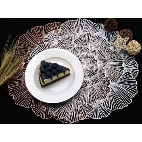 Bronzing Placemat Thicken Insulation Table Cup Mat Pvc Waterproof Non-Slip Hollow Coaster Table Decoration Accessories Tableware