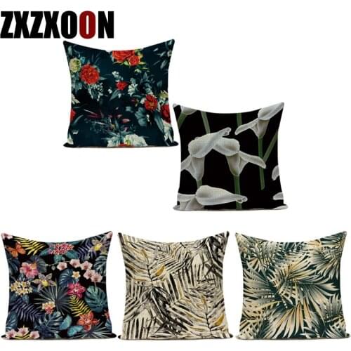 Decorative Throw Pillows Case Tropical Plant Monstera Palm Leaf Leaves Flower Farmhouse Home Decor Pillow Cushion Cover Cojines