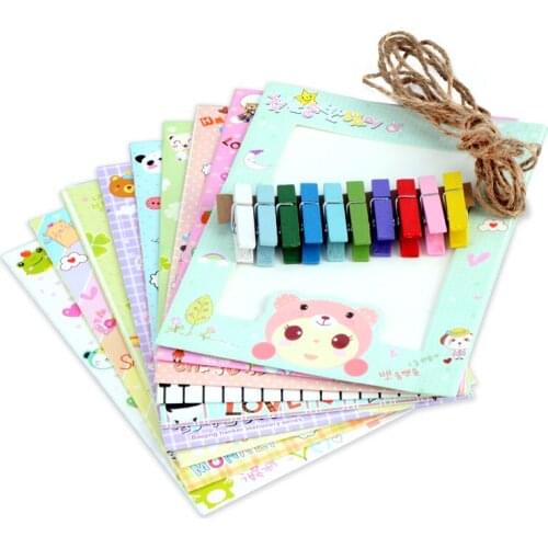 DIY 6"Inch Hanging Paper photo frame Colorful Cartoon Wall Picture Frames For Home Decoration, 9pcs/Set