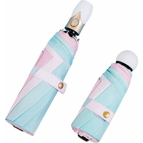 Pocket Umbrella Sunny Rain Umbrella Compact Aluminum Alloy Portable Umbrella Simple Folding Umbrella Gradient Waterproof Durable