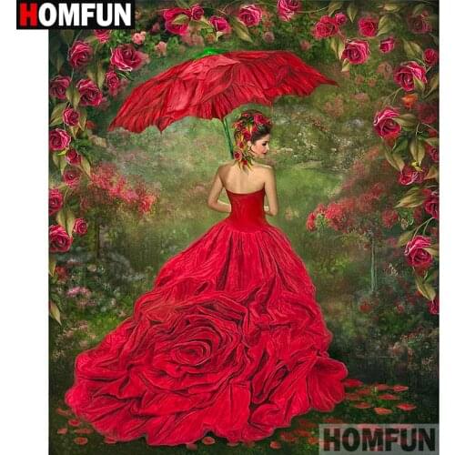 HOMFUN Paint With Diamond Embroidery "Flower beauty" Diamond Painting Full Square Round Picture Of Rhinestone Decor A27001