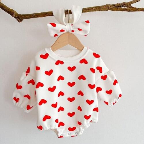 New 2020 Autumn Toddler Clothing Baby Girls Loving Heart Rompers Kids Baby Clothing Toddler Baby Girl Rompers