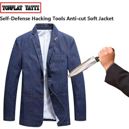 Lightweight Invisible Anti-Stab Anti-Cut Retro Denim Jacket Self-Defense Anti-Hacking Fbi Police Tactical Protective Clothing