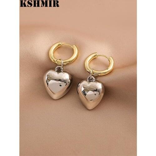 Kshmir Fashionable pendant earrings with heart and exaggerated clasp for women with light luxury design earrings