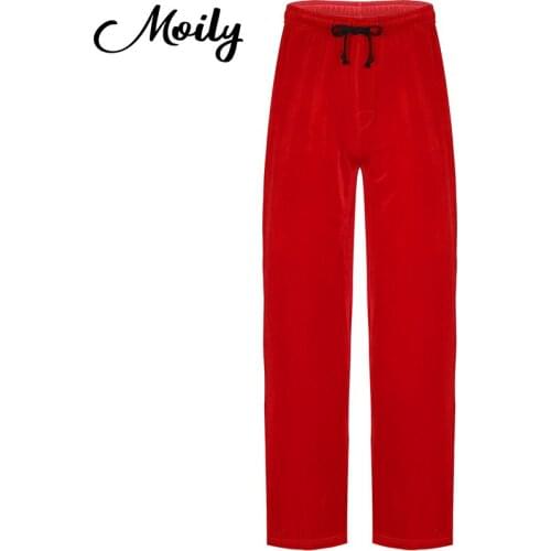 Men Velvet Loose Bottoms Trousers Christmas Sleepwear Cosplay Santa Claus Pajama Costume Elastic Waistband Drawstring Long Pants
