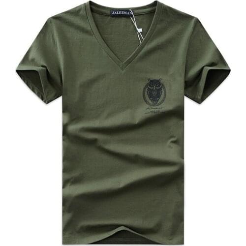 New 2020 Fashion V-neck Short Sleeve Owl Printed Men Tshirt Funny Mens Tee Shirts Tops Men T-shirt Cotton Casual Mens T Shirts