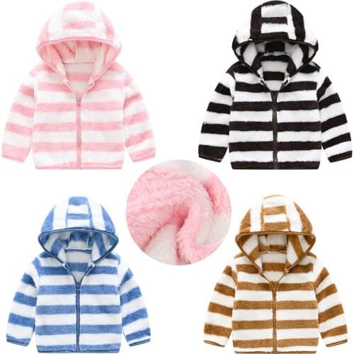 New Baby Toddler Infant Boys Girls Clothes Cute Hooded Striped Coat Winter Warm Unisex Coat Outerwear Jacket Kids Cute Coats