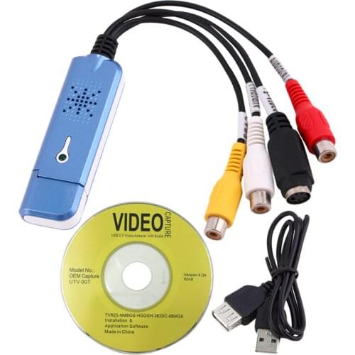 New Portable USB 2.0 Easycap Video Audio Capture Card Adapter VHS DC60 DVD Converter Composite RCA Blue