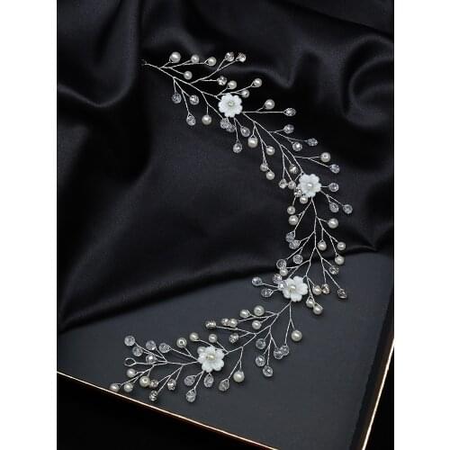 Fashion Silver Flowers Wedding Hair Jewelry Crystal Rhinestone Handmade Headbands for Bride Headdresses for hair Girls Hairband