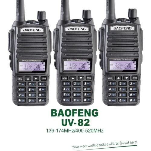 3PCS/LOT Original BaoFeng Two-Way Radios UV-82 Dual-Band 136-174/400-520 MHz FM Ham Two-way Radio with Free Headset