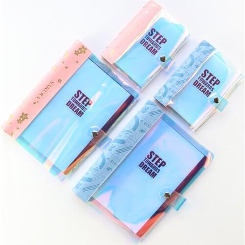 Domikee original creative laser+PU leather cute office school 6 rings binder spiral composition notebooks gift stationery,A5 A6