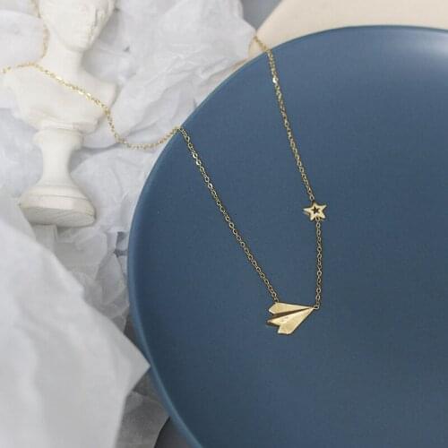 Fashion Dreamcatcher Paper Airplane Heart necklace For Women Clavicle Chain literary Titanium Steel Gold Jewelry Gift