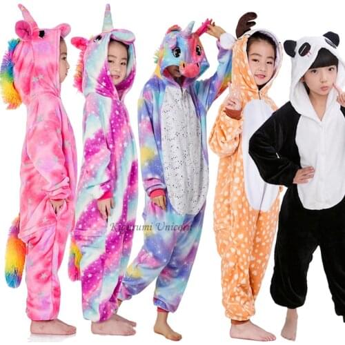 Children Pijama Unicornio Infantil Kids Warm Kigurumi Unicorn Pajama Pyjamas Boys Baby Girl Clothes Animal Pijamas 4-10Y
