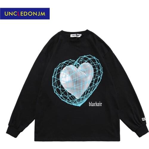 Heart graphic tees streetwear Hip Hop long sleeve t-shirt punk clothes women harajuku shirt oversized ME-2167