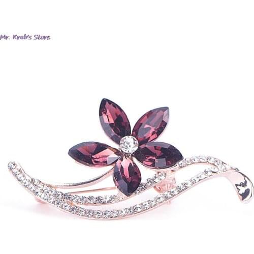 Rhinestone Flower Brooches 3Colors Choose For Women Simple Design Fashion Jewelry Wedding Pin And Brooch Bijouterie Broches Gift