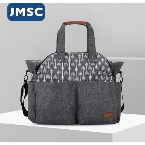 JMSC Fashion Mummy Maternity Nappy Messenger Bag Large Capacity Travel Nursing Diaper Multifunction Waterproof Outdoor Stroller