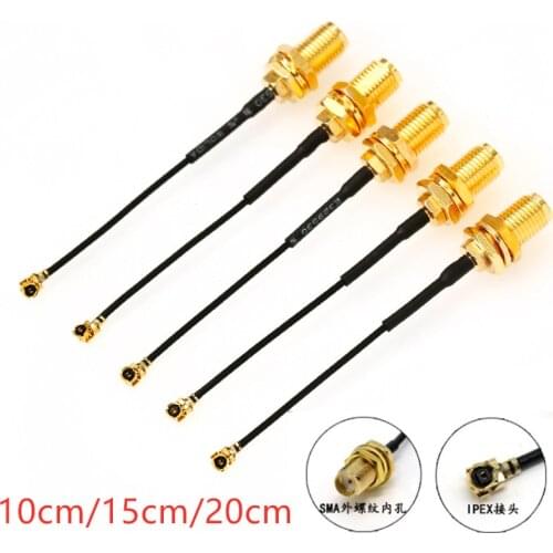 5pcs SMA Connector Cable Female to uFL/u.FL/IPX/IPEX RF Coax Adapter Assembly RG178 Pigtail Cable 1.13mm