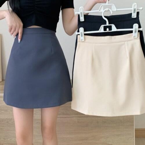 Spring 2021 new a-line skirt Korean version of the French high waist was thin, all-match solid color bag hip short skirt