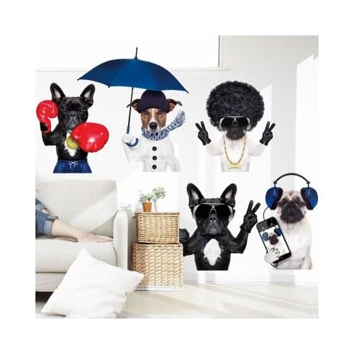 Funny Cute Dog Pet Shop Wall Decoration Personality Selfadhesive Wall Paper Kids Room Layout Wall Stickers Mural Bedroom Decor