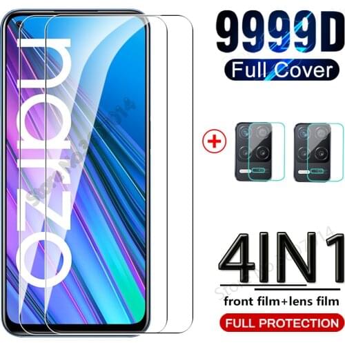 4in1 full cover tempered glass for realme narzo 30 5g case for realme 8 7 6 Pro gt neo 5g narzo 30a glass hd lens protector film