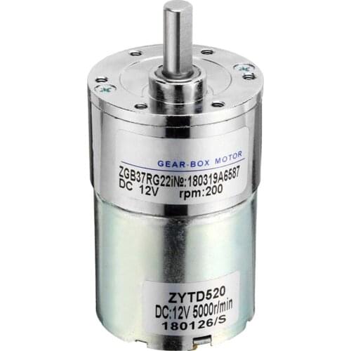 ZGB37RG DC12V 200RPM 6mm Shaft Diameter Cylindrical Permanent Magnet Reduction Gear Motor DIY Robot