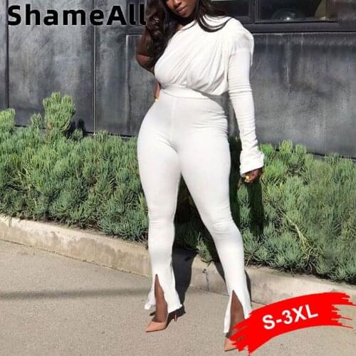 Plus Size Sexy Club One Shoulder White Long Jumpsuits 4XL Elegant Draped Overalls Office Lady Workwear Skinny Split Pant Romper