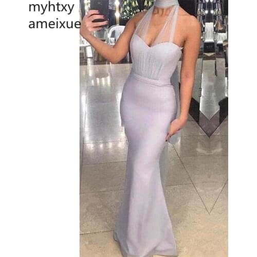 Halter Sleeveless Cheap Plus Size Evening Dresses Deep 2020 Formal Evening Dresses Sexy Prom Dresses Sweep Train Robe De Soiree