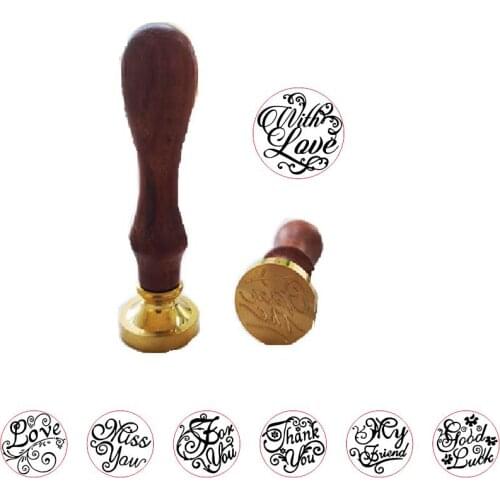 1x Wax Seal Stamp Retro Greeting words blessing letters Merry Christmas Happy Birthday Thank You With Love Antique Sealing Stamp