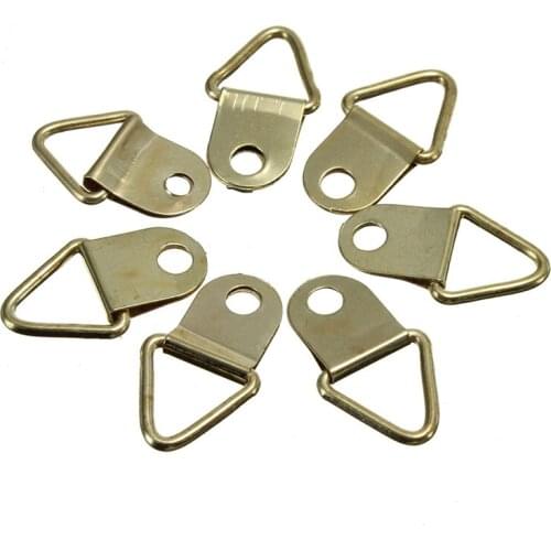 10/40/50/100 PcsGolden Picture Hangers Brass Triangle Photo Picture Frame Wall Mount Hanger Hook Ring Iron Wholesale