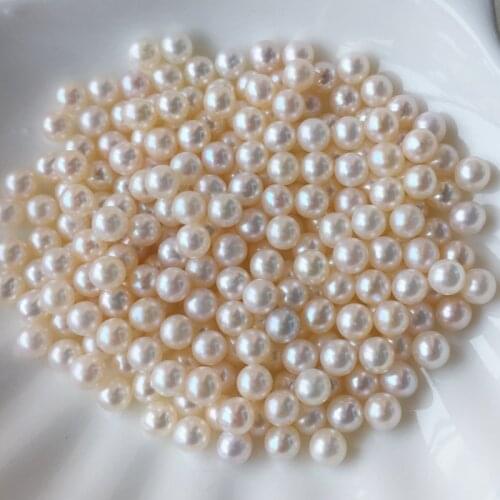5pcs/lot round nice luster jewelry making genuine natural pearl beads diy jewelry making