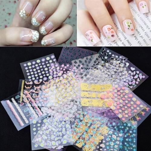 50 Pcs 3d Nail Art Stickers Decals,High Quality Mix Color Flowers Leopard Design Nail Tips Decoration Manicure Tools
