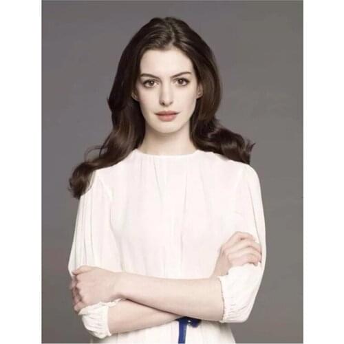 New 5D DIY Full Round Diamond Painting Movie Star Anne Hathaway 3D Embroidery Cross Stitch Rhinestone Mosaic Home Decor Art Y450