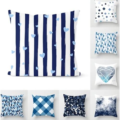 Glitter Effect Cushion Cover Blue Geometry Circle Polyester Throw Pillow Case Car Sofa Decorative Pillowcases Home Decor