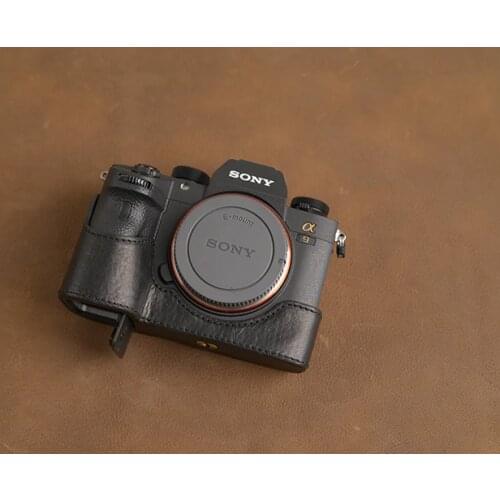 AYdgcam Brand Genuine Leather Camera Case Bag Handmade Half Body For Sony A9 A9 A7R-M3 A7R Mark III Handle Camera Bag Cover