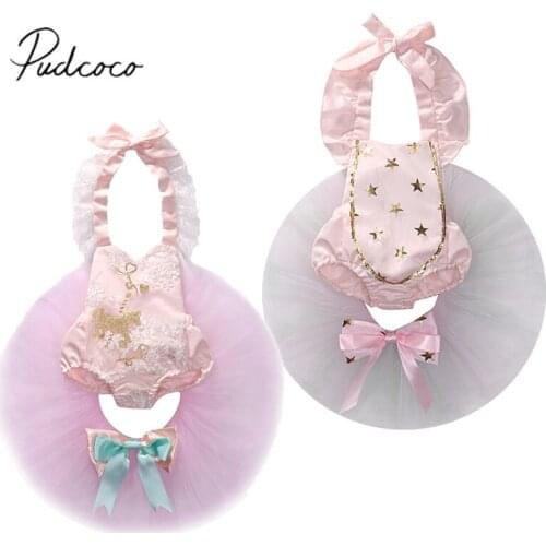 Pudcoco US Stock 0-24M Unicorn Kids Toddler Baby Girl Lace Princess Romper Dress Flower Dress Clothes