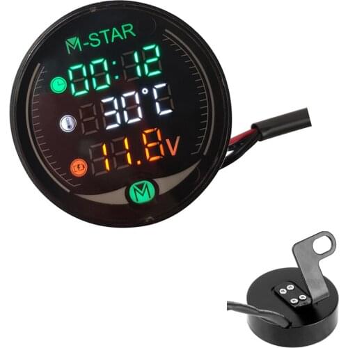 For Yamaha WR450F WR250R SEROW 225 250 TTR125 TTR250 Motorcycle Voltmeter Time Temperature LED 3-in-1 LED Digital Voltage Meter