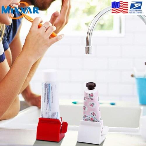 Dropshipping Rolling Tube Toothpaste Squeezer Holder Stand Multifunction Manual Rotate Toothpaste Dispenser Bathroom Accessories