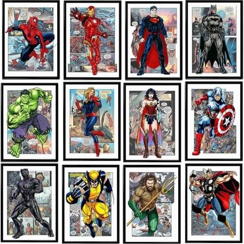 Marvel Comics Avengers Captain America Iron Man Canvas Painting Poster and Print Wall Art Living Room Home Decor Mural