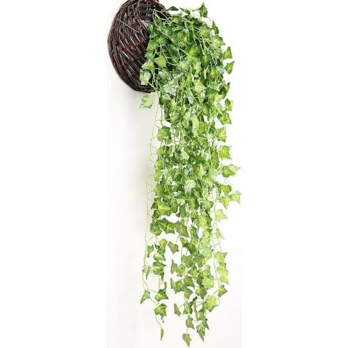 90cm Artificial Green Plants Hanging Ivy Leaves Radish Seaweed Grape Fake Flowers Vine Home Garden Wall Party Decoration
