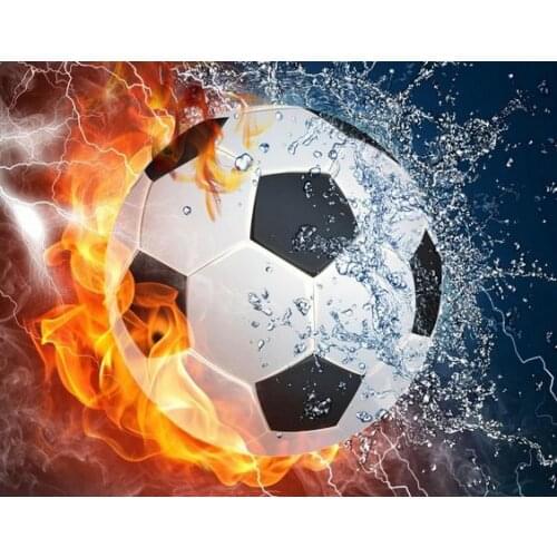 JMINE Div 5D Soccer football Fire Ice Full Diamond Painting cross stitch kits art High Quality Sports 3D paint by diamonds