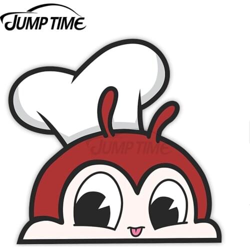 JumpTime 13 x 11.5cm Jollibee Cute Peek Peeking Peekers Window Vinyl Car Bumper Stickers Fast Food Philippines Filipino Decal