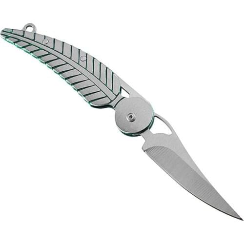 Stainless Steel Sharp Blade Feather Pocket Knife Willow Leaves Fruit Folding Knifes Cutting EDC Keychain Garden Outdoor Tool