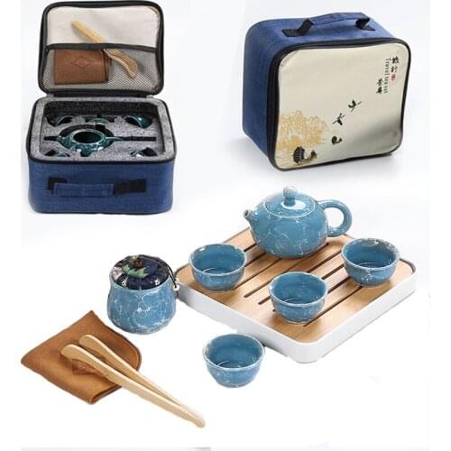 Kung Fu Tea Set Ceramic Chinese Teapot Porcelain Teaset Gaiwan Tea Cups of Tea Ceremony Tea Pot With Travel Bag Free shipping